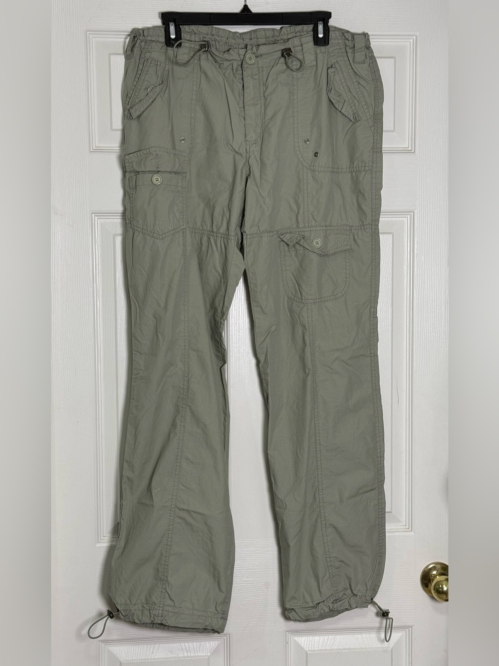 Las Olas Utility Women's Cargo Pants Sage Green Y2K Gorpcore Aesthetic Size 14